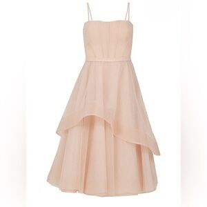 BCBGMaxAzria Soft Blush Pink Midi Tulle Dress